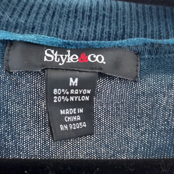 MEDIUM Style & Co Cardigan- Teal Green - Picture 3 of 5